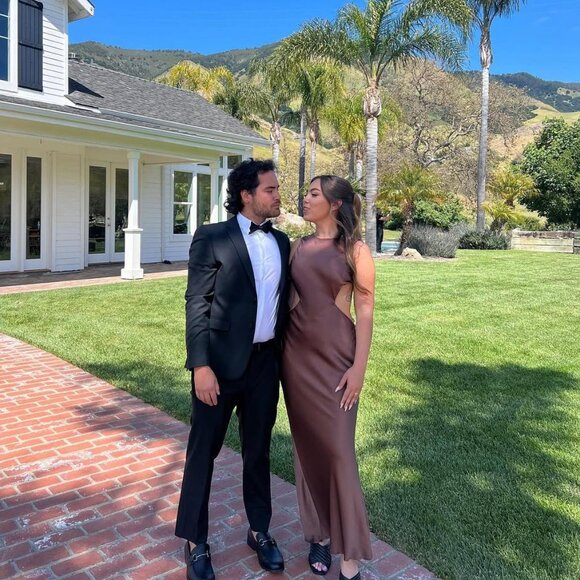 Meshki Electra Maxi Backless Dress- Satin, Brown Size S - Picture 4 of 5